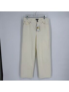 Eileen Fisher Pants 12 ivory high rise relaxed corduroy organic cotton fall work